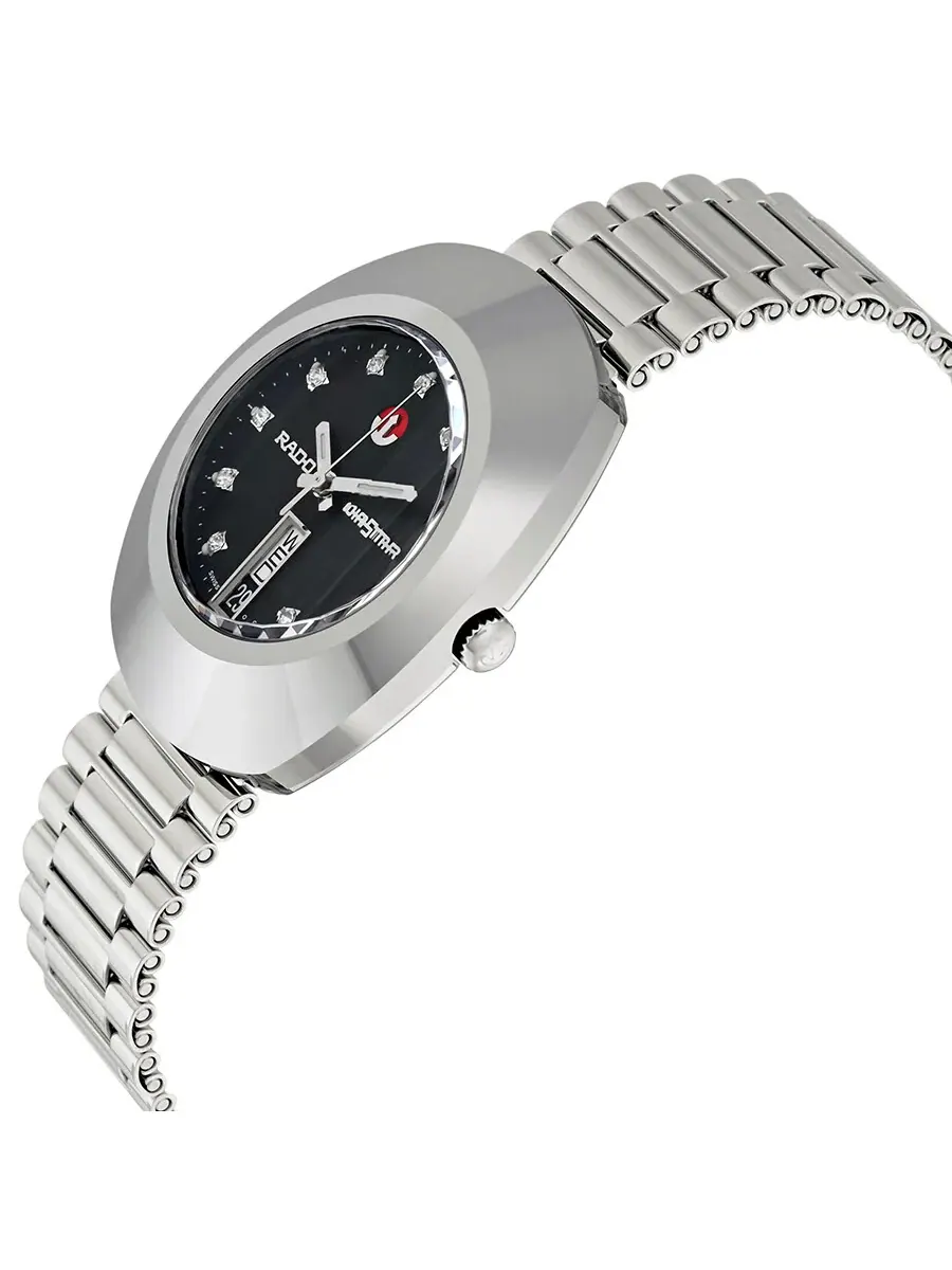 Мужские часы Rado Diastar с автоматическим механизмом и черным циферблатом R12408613 — изображение 2 из 3, оттенок серебряный
