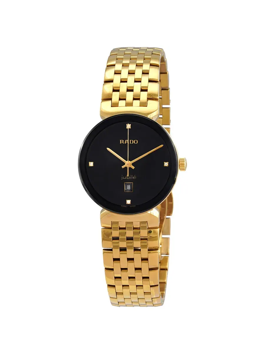 Женские часы Rado Florence Quartz с черным циферблатом и бриллиантом R48915703 — черный