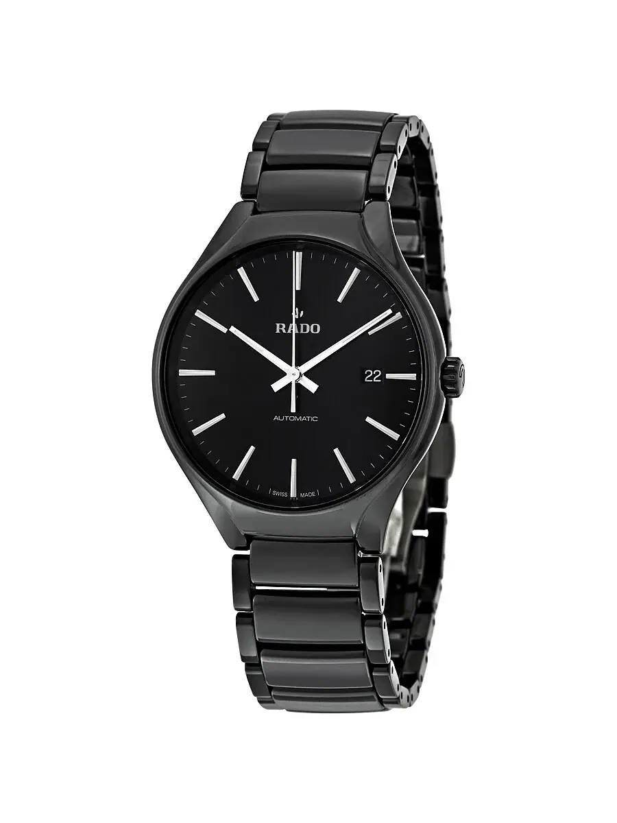 Мужские часы Rado True Automatic с черным циферблатом и черной керамикой R27056152 — изображение 1 из 3, оттенок черный