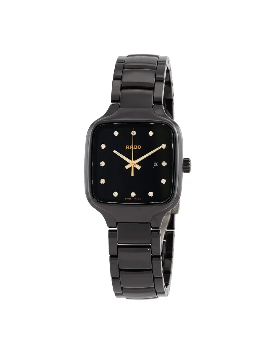 Женские часы Rado True Quartz с черным циферблатом и бриллиантом R27080702 — изображение 1 из 3, оттенок черный