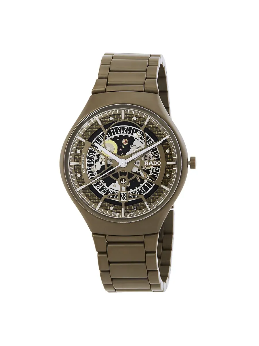 Часы унисекс Rado True Round Thinline Anima Automatic R27112312 — изображение 1 из 3, оттенок оливковый