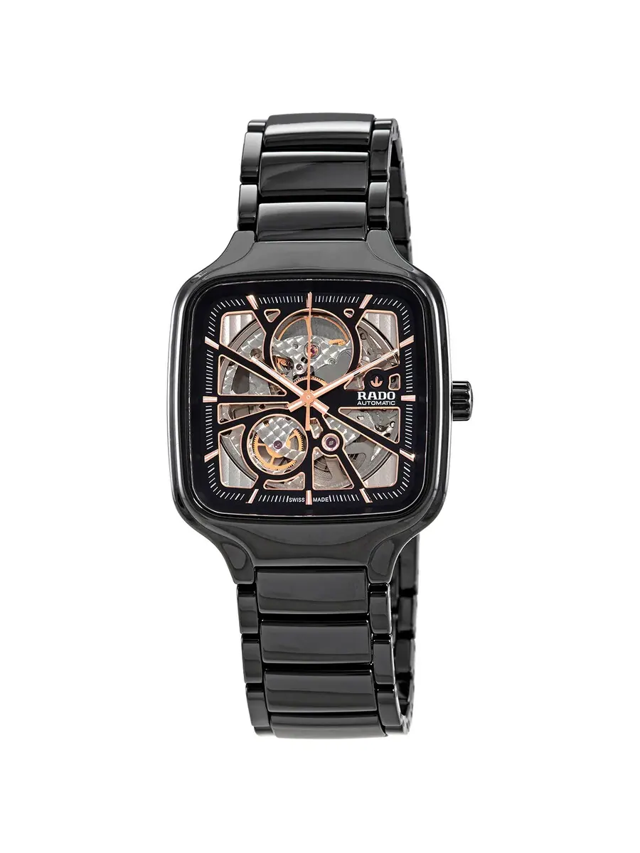 Мужские часы Rado True Square с автоматическим механизмом и черным циферблатом R27086162 — изображение 1 из 3, оттенок черный