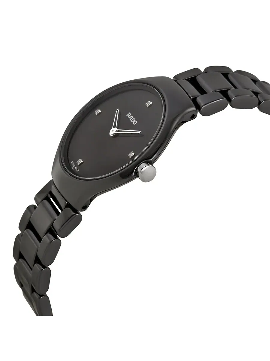 Женские часы Rado True Thinline с черным циферблатом и черной керамикой R27742712 — изображение 2 из 4, оттенок черный