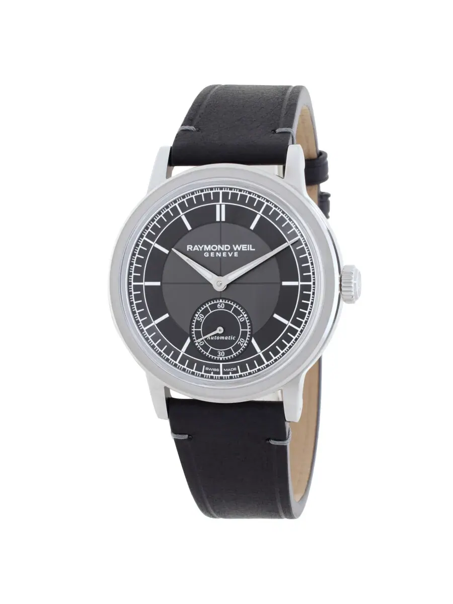 Мужские часы Raymond Weil Millesime Automatic с черным циферблатом 2930-STC-60001 — серебристый