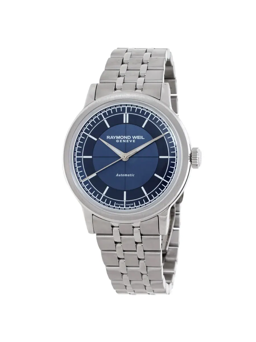 Мужские часы Raymond Weil Millesime Automatic с синим циферблатом 2925-ST-50001 — серебристый