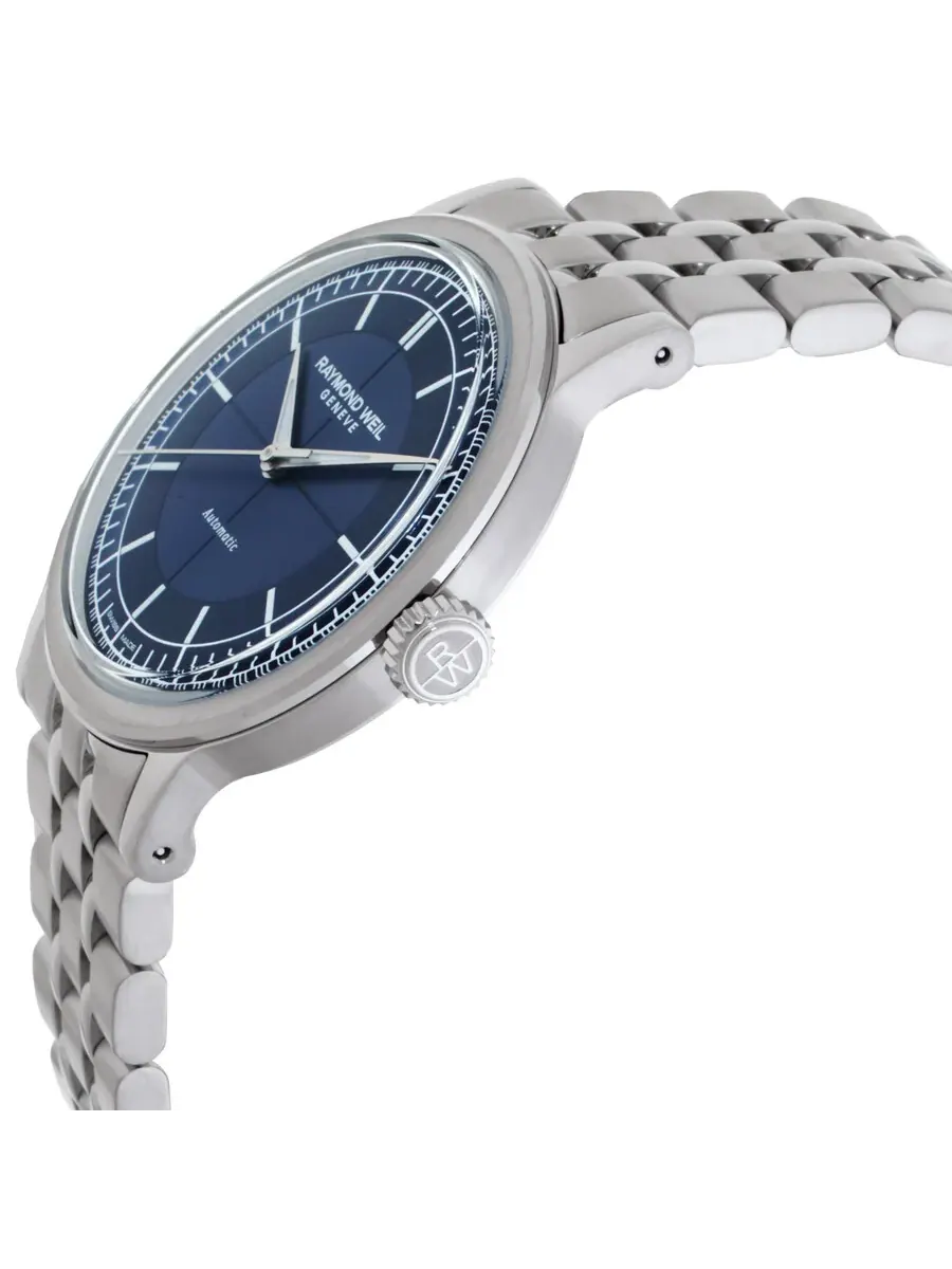 Мужские часы Raymond Weil Millesime Automatic с синим циферблатом 2925-ST-50001 — изображение 2 из 3, оттенок серебряный