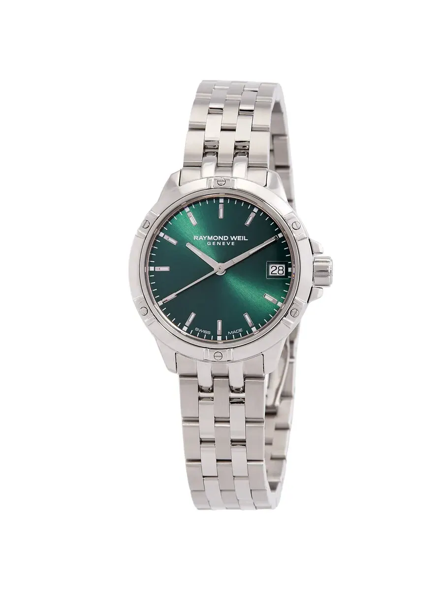 Женские часы Raymond Weil Tango Quartz с зеленым циферблатом 5960-ST-52051 — изображение 1 из 3, оттенок серебряный