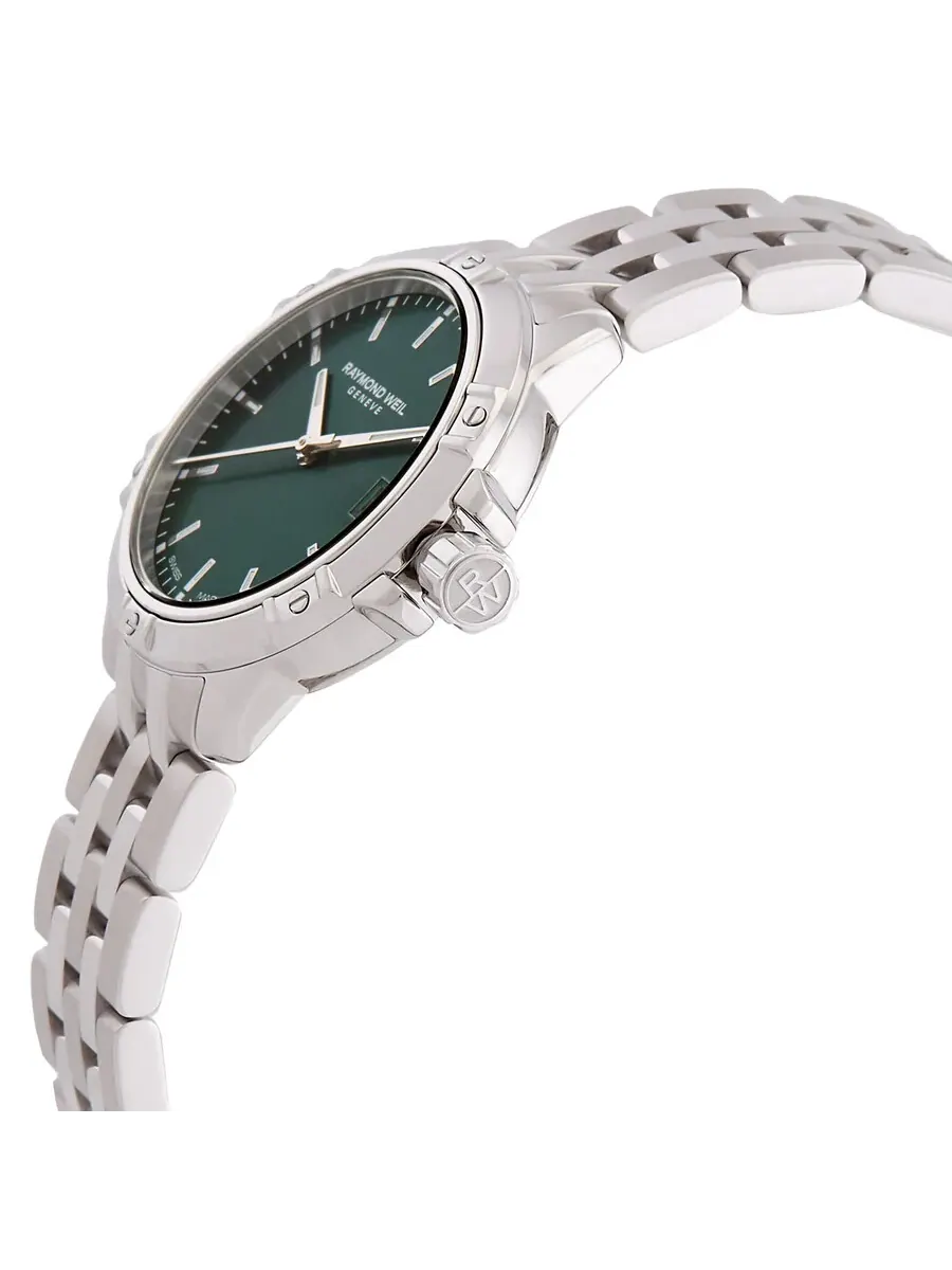 Женские часы Raymond Weil Tango Quartz с зеленым циферблатом 5960-ST-52051 — изображение 2 из 3, оттенок серебряный