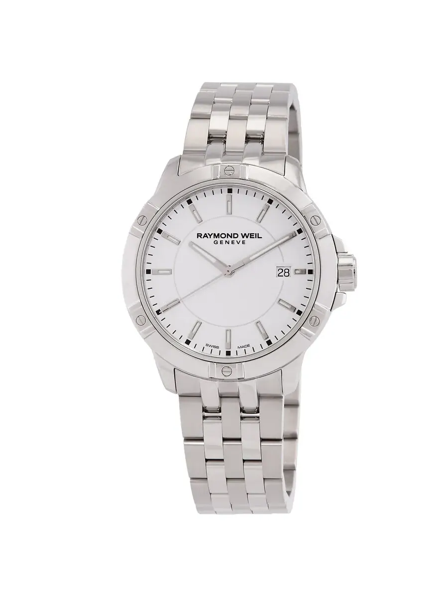 Мужские часы Raymond Weil Tango Quartz с белым циферблатом 8160-ST-30041 — изображение 1 из 3, оттенок серебряный