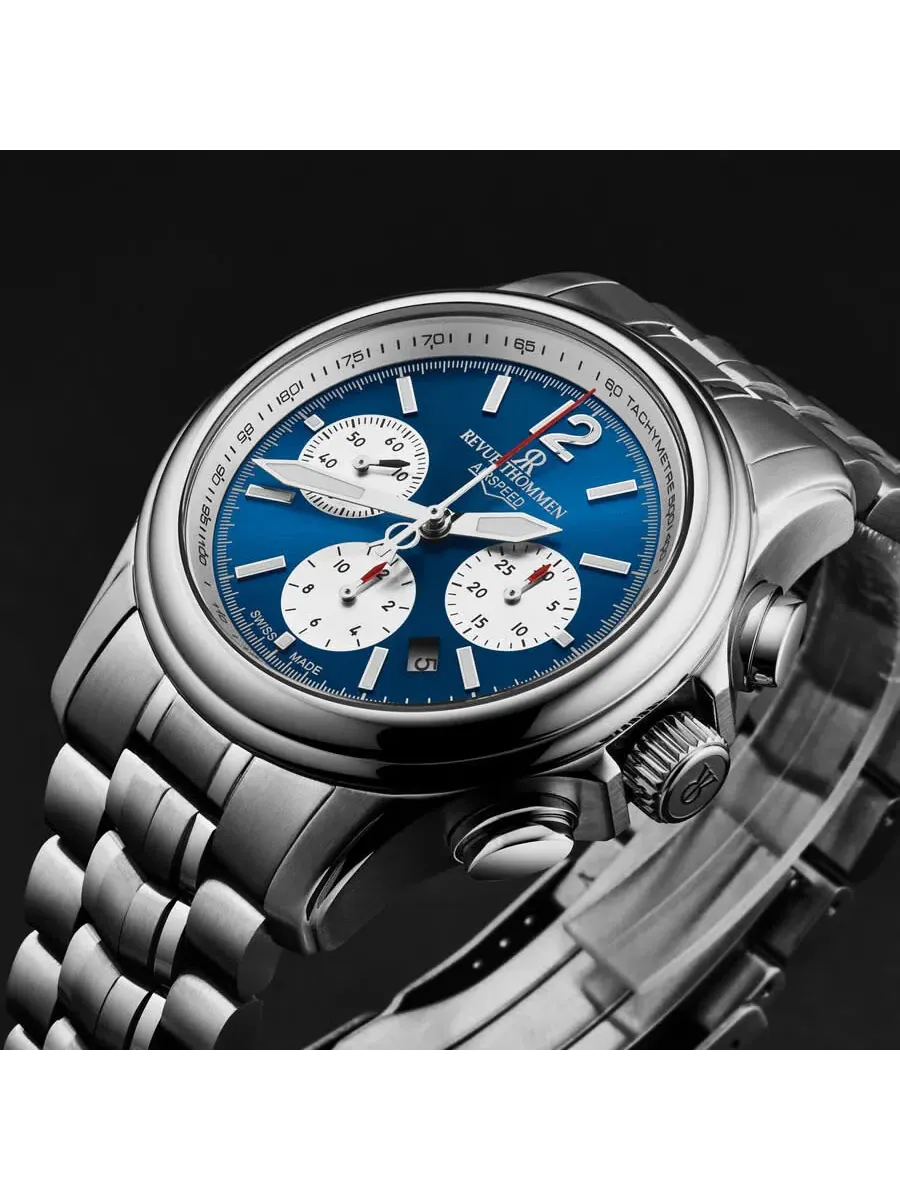 Мужские часы Revue Thommen Air Speed Chronograph Automatic с синим циферблатом 16041.6435 — изображение 2 из 4