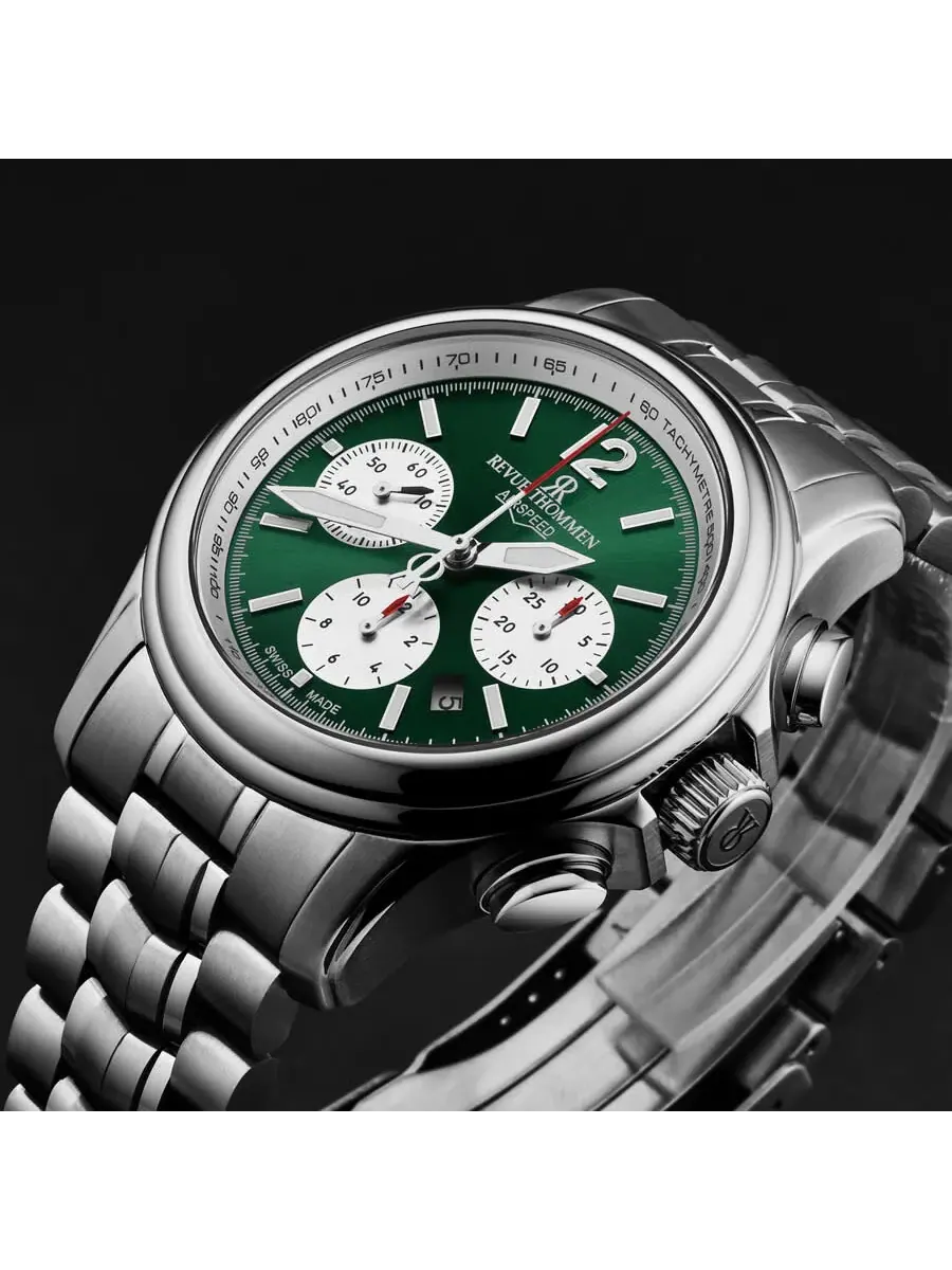 Мужские часы Revue Thommen Air Speed Chronograph Automatic с зеленым циферблатом 16041.6434 — изображение 2 из 4