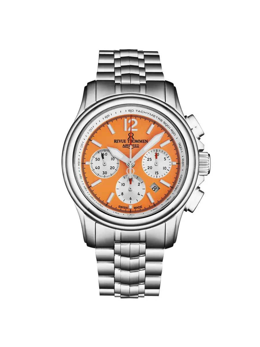 Мужские часы Revue Thommen Air Speed Chronograph Automatic с оранжевым циферблатом 16041.6439 — изображение 1 из 4
