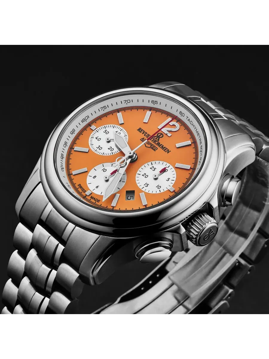 Мужские часы Revue Thommen Air Speed Chronograph Automatic с оранжевым циферблатом 16041.6439 — изображение 2 из 4