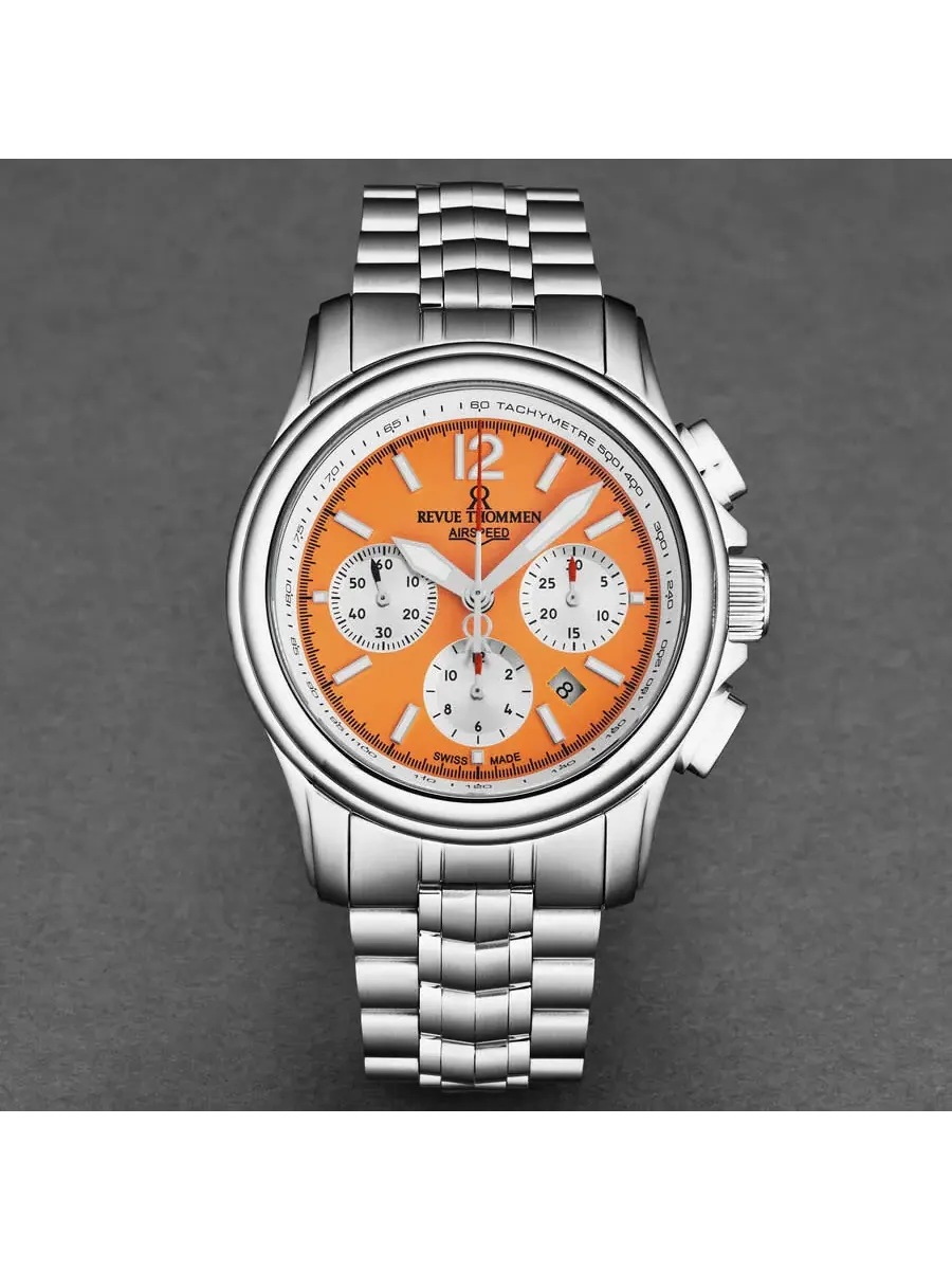 Мужские часы Revue Thommen Air Speed Chronograph Automatic с оранжевым циферблатом 16041.6439 — изображение 4 из 4