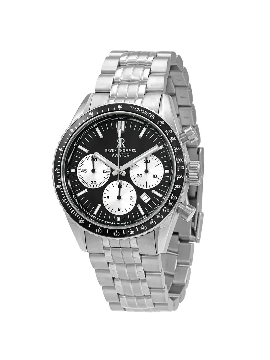 Мужские часы Revue Thommen Aviator Chronograph Automatic с черным циферблатом, модель 17000.6134 — изображение 1 из 6