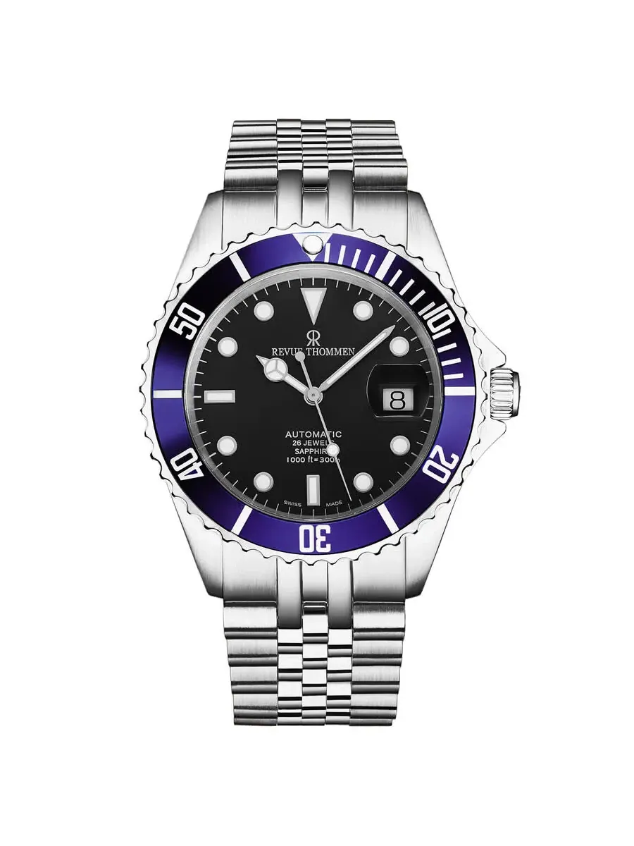 Мужские часы Revue Thommen Diver Automatic с черным циферблатом 17571.2235 — изображение 1 из 7, оттенок серебряный