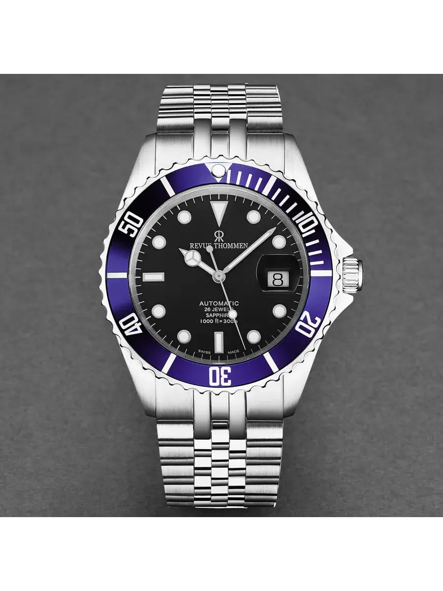 Мужские часы Revue Thommen Diver Automatic с черным циферблатом 17571.2235 — изображение 4 из 7, оттенок серебряный
