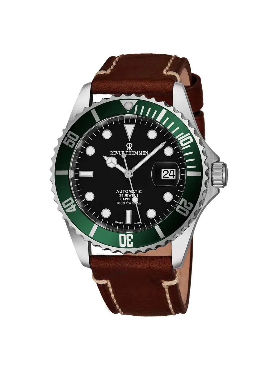 Мужские часы Revue Thommen Diver Automatic с черным циферблатом 17571.2534 — изображение 1 из 2, оттенок серебряный