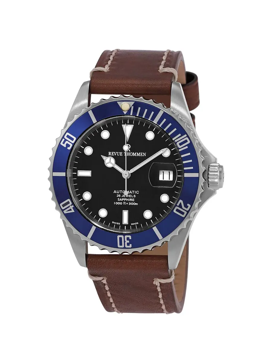 Мужские часы Revue Thommen Diver Automatic с черным циферблатом 17571.2535 — изображение 1 из 3, оттенок серебряный