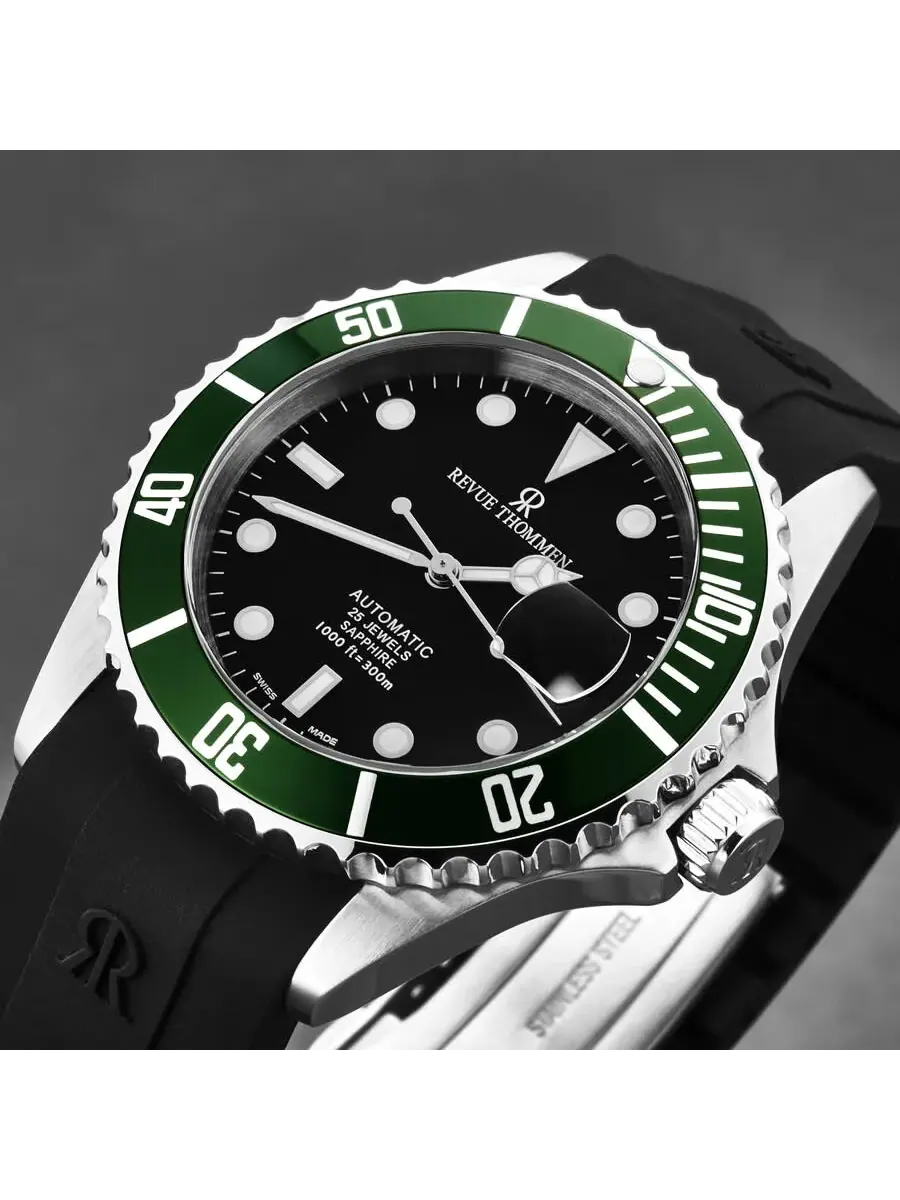 Мужские часы Revue Thommen Diver Automatic с черным циферблатом 17571.2834 — изображение 5 из 6, оттенок серебряный