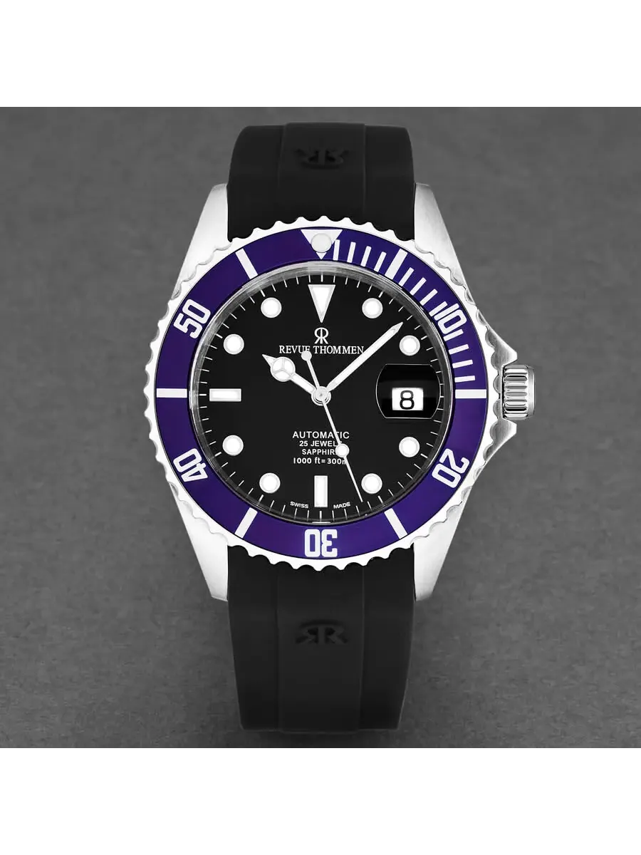 Мужские часы Revue Thommen Diver Automatic с черным циферблатом 17571.2835 — изображение 4 из 6, оттенок серебряный