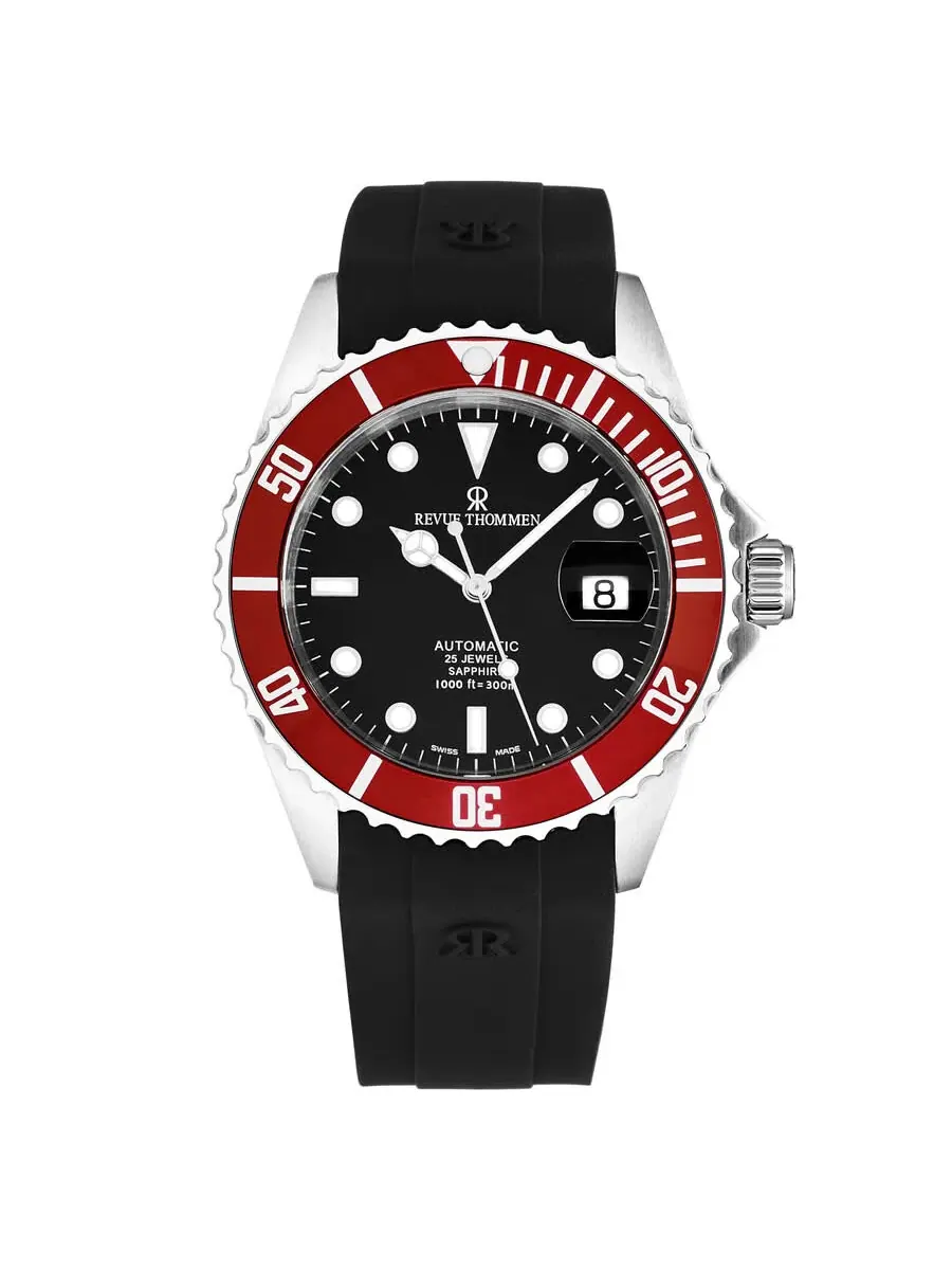 Мужские часы Revue Thommen Diver Automatic с черным циферблатом 17571.2836 — изображение 1 из 6, оттенок красный