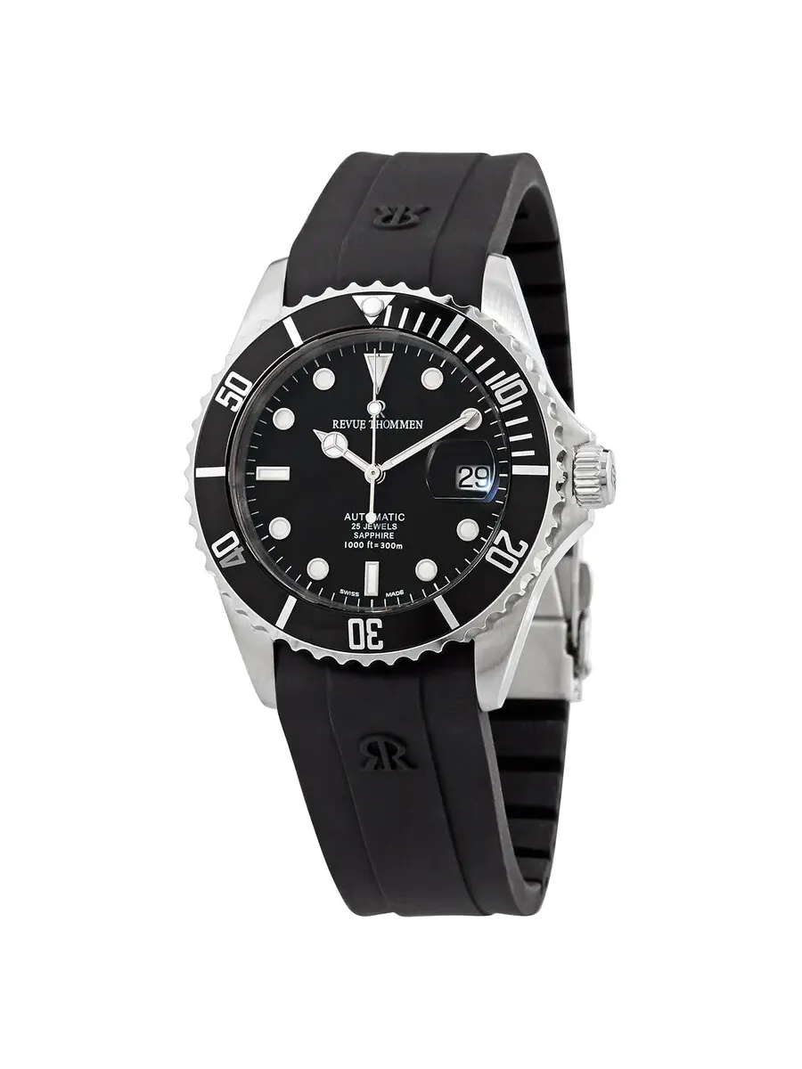Мужские часы Revue Thommen Diver Automatic с черным циферблатом 17571.2837 — серебристый