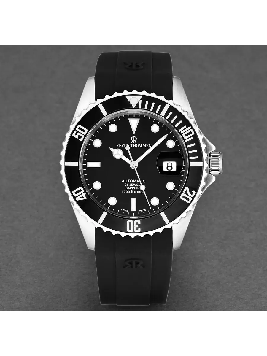 Мужские часы Revue Thommen Diver Automatic с черным циферблатом 17571.2837 — изображение 4 из 6, оттенок серебряный