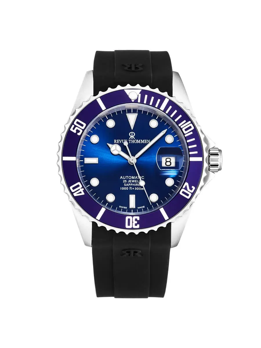 Мужские часы Revue Thommen Diver Automatic с синим циферблатом 17571.2828 — серебристый