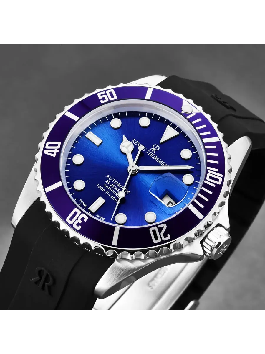 Мужские часы Revue Thommen Diver Automatic с синим циферблатом 17571.2828 — изображение 5 из 6, оттенок серебряный
