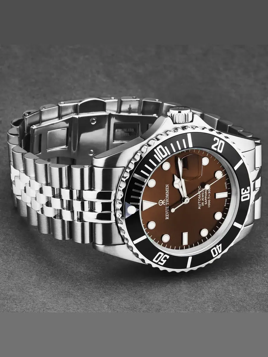 Мужские часы Revue Thommen Diver Automatic с коричневым циферблатом 17571.2221 — изображение 2 из 7, оттенок серебряный