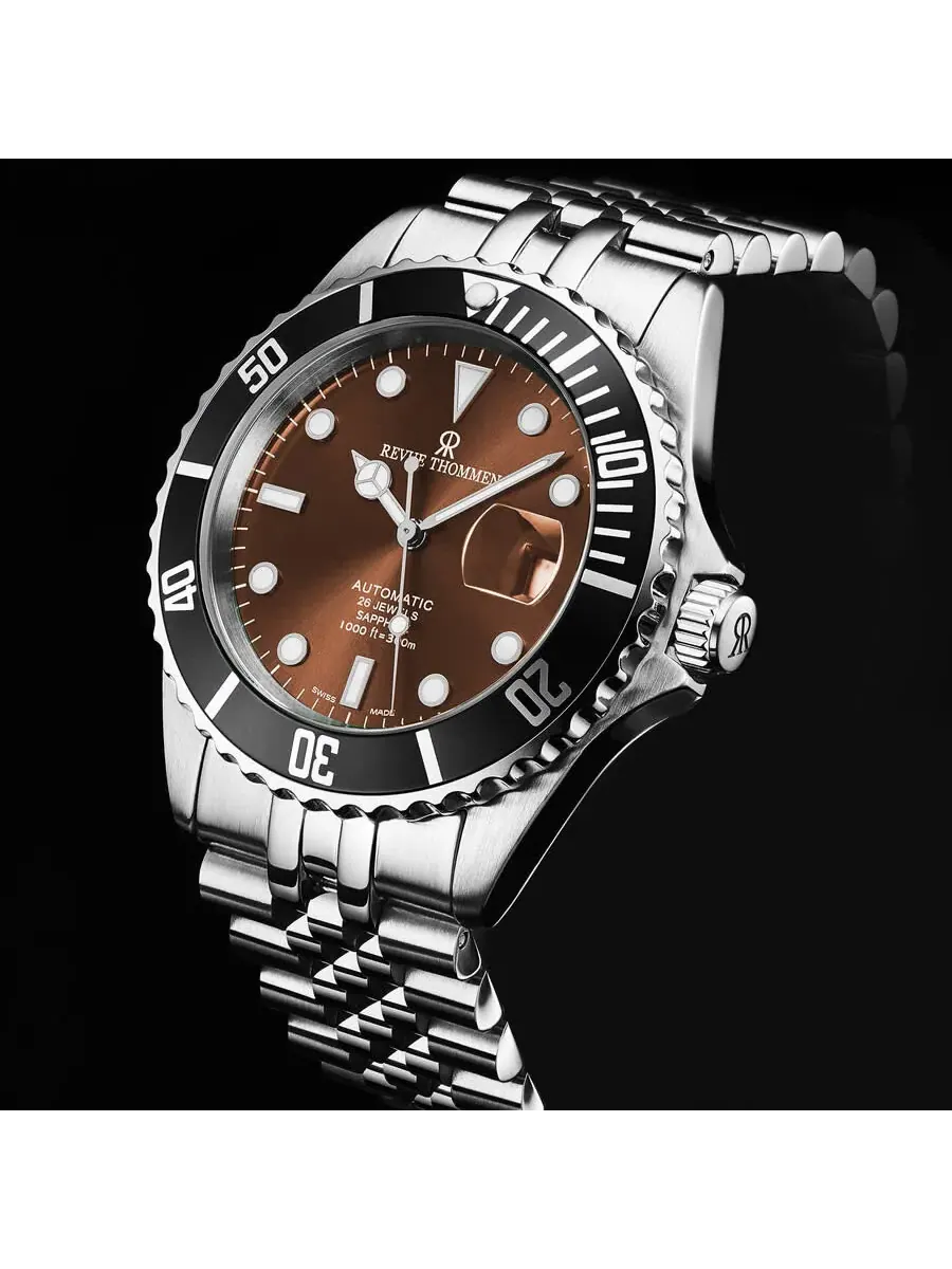 Мужские часы Revue Thommen Diver Automatic с коричневым циферблатом 17571.2221 — изображение 5 из 7, оттенок серебряный