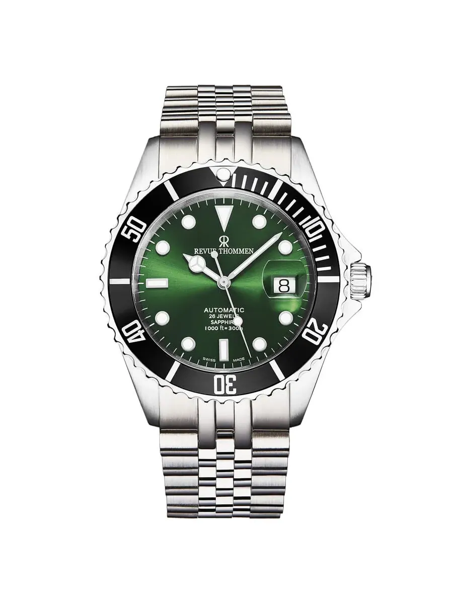 Мужские часы Revue Thommen Diver Automatic с зеленым циферблатом 17571.2222 — изображение 1 из 7, оттенок черный