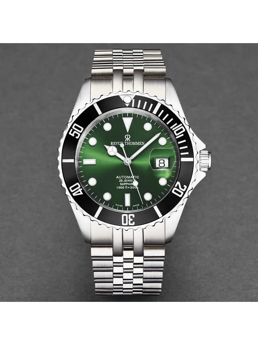 Мужские часы Revue Thommen Diver Automatic с зеленым циферблатом 17571.2222 — изображение 4 из 7, оттенок черный