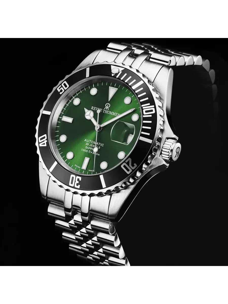 Мужские часы Revue Thommen Diver Automatic с зеленым циферблатом 17571.2222 — изображение 5 из 7, оттенок черный