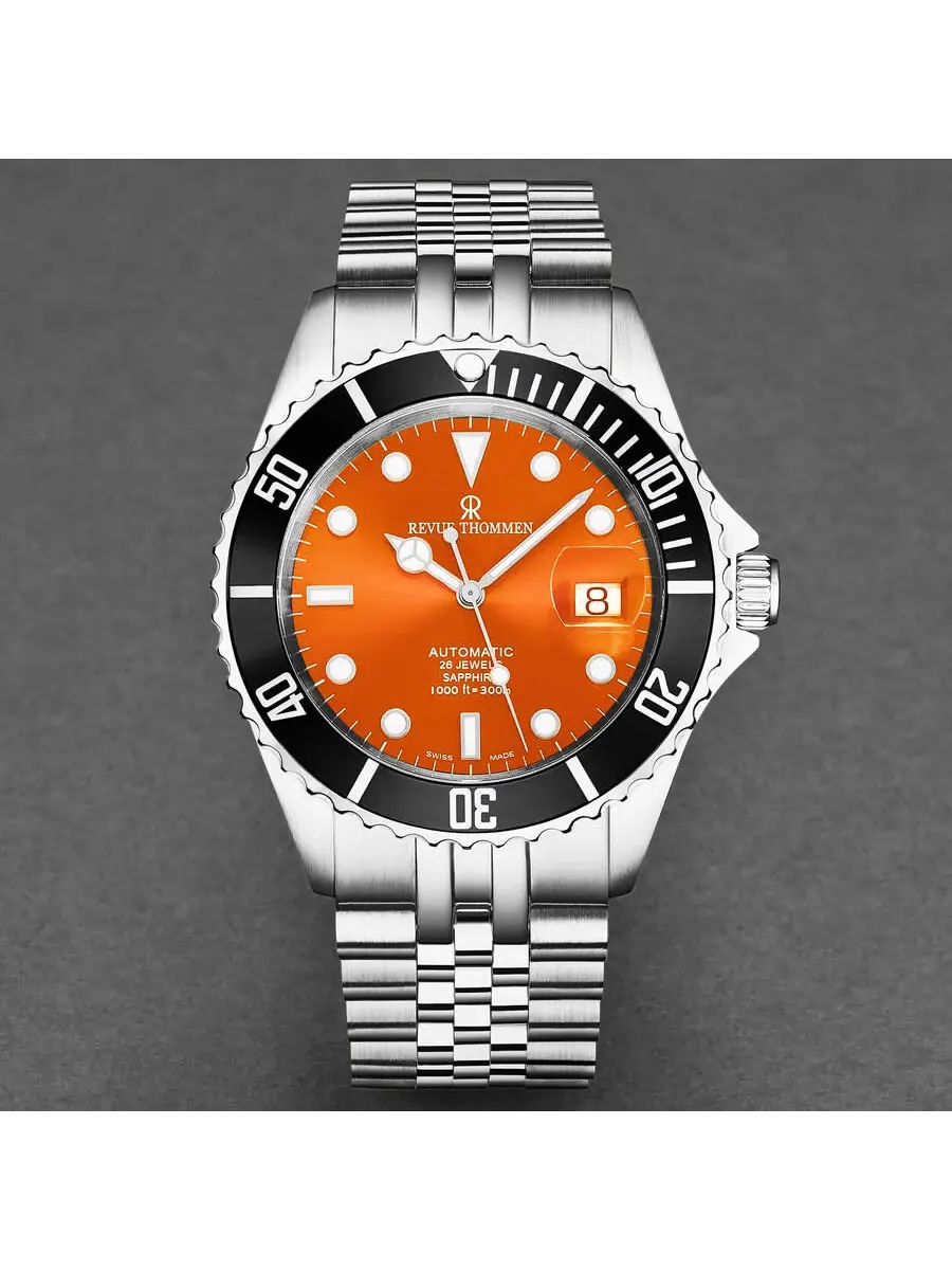 Мужские часы Revue Thommen Diver с автоматическим оранжевым циферблатом 17571.2239 — изображение 4 из 7, оттенок серебряный