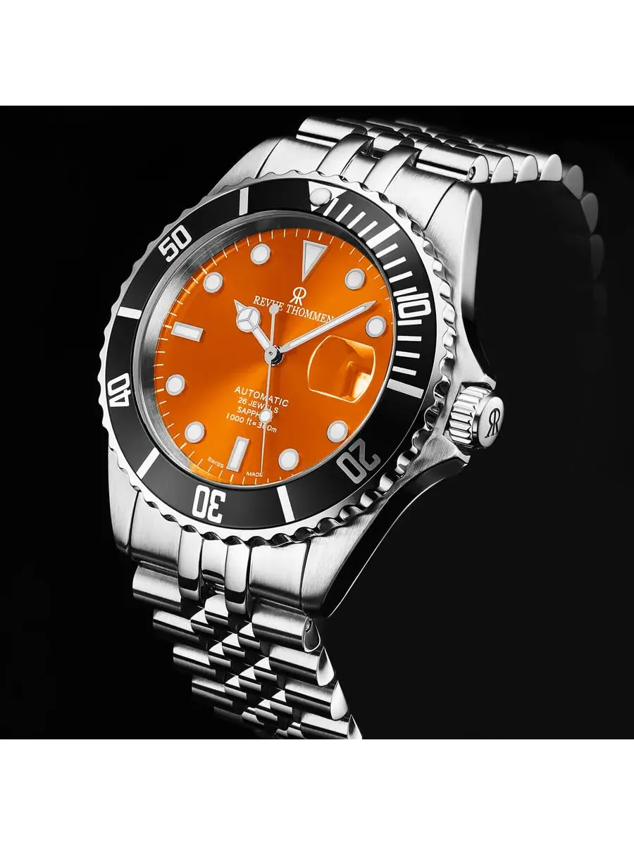 Мужские часы Revue Thommen Diver с автоматическим оранжевым циферблатом 17571.2239 — изображение 5 из 7, оттенок серебряный
