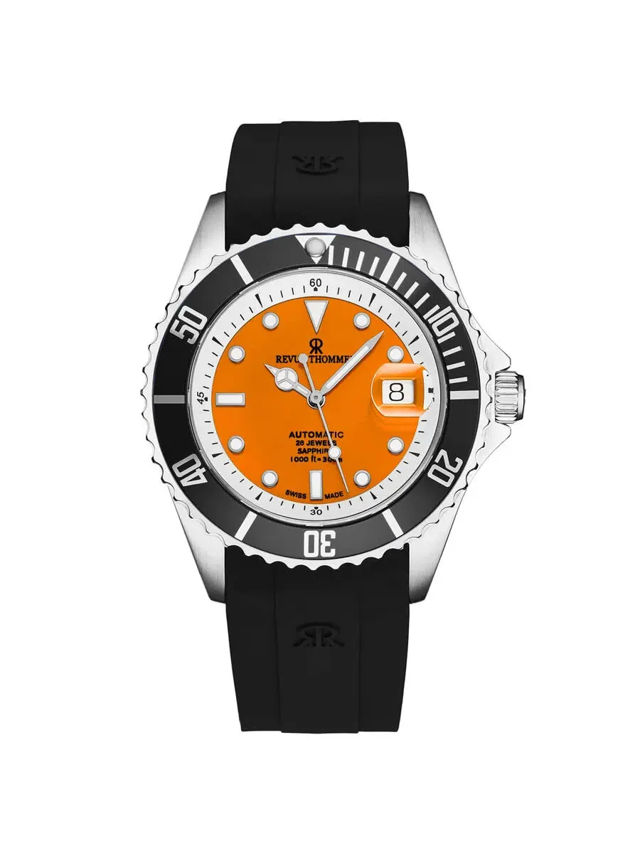 Мужские часы Revue Thommen Diver Automatic с оранжевым циферблатом 17571.2339 — изображение 1 из 7, оттенок черный