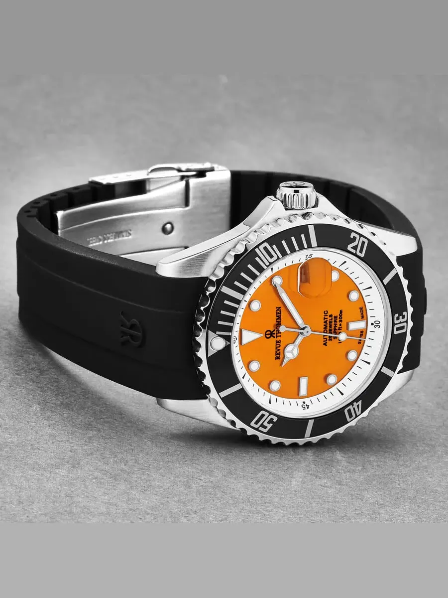 Мужские часы Revue Thommen Diver Automatic с оранжевым циферблатом 17571.2339 — изображение 2 из 7, оттенок черный
