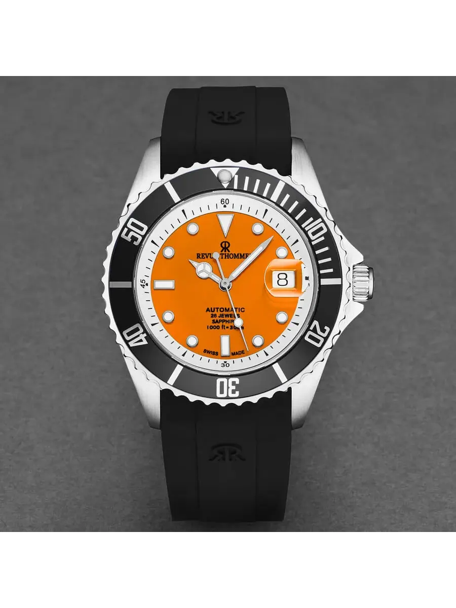 Мужские часы Revue Thommen Diver Automatic с оранжевым циферблатом 17571.2339 — изображение 3 из 7, оттенок черный