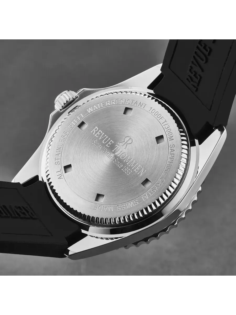 Мужские часы Revue Thommen Diver Automatic с оранжевым циферблатом 17571.2339 — изображение 7 из 7, оттенок черный