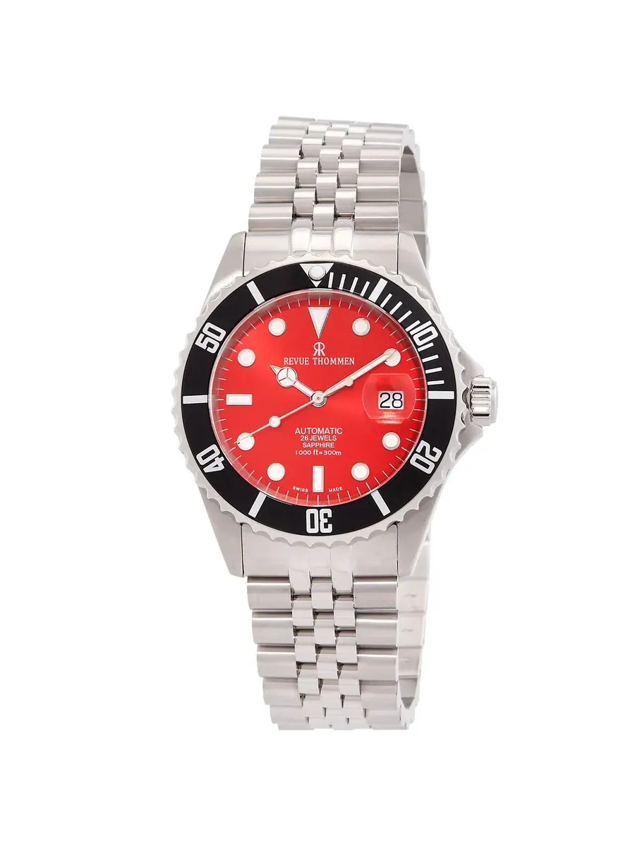 Мужские часы Revue Thommen Diver Automatic с красным циферблатом 17571.2238 — изображение 1 из 3, оттенок серебряный