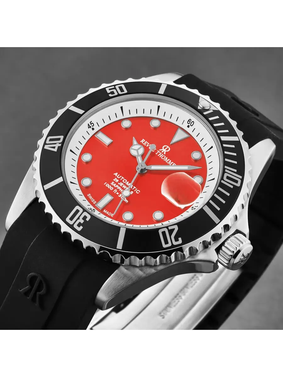 Мужские часы Revue Thommen Diver Automatic с красным циферблатом 17571.2338 — изображение 4 из 7, оттенок черный