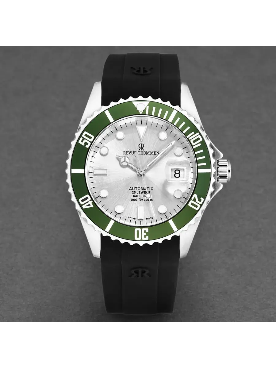 Мужские часы Revue Thommen Diver Automatic с серебристым циферблатом 17571.2824 — изображение 4 из 6, оттенок зеленый