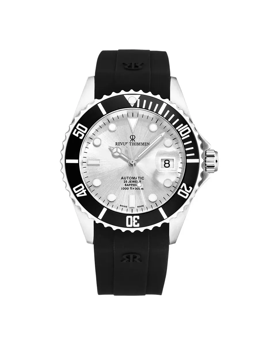 Мужские часы Revue Thommen Diver Automatic с серебристым циферблатом 17571.2827 — изображение 1 из 6, оттенок черный