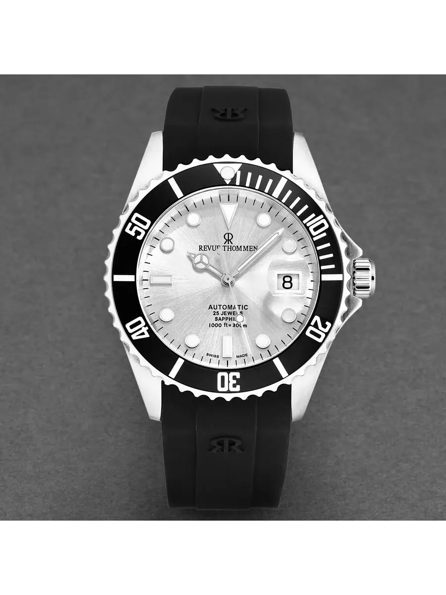 Мужские часы Revue Thommen Diver Automatic с серебристым циферблатом 17571.2827 — изображение 4 из 6, оттенок черный