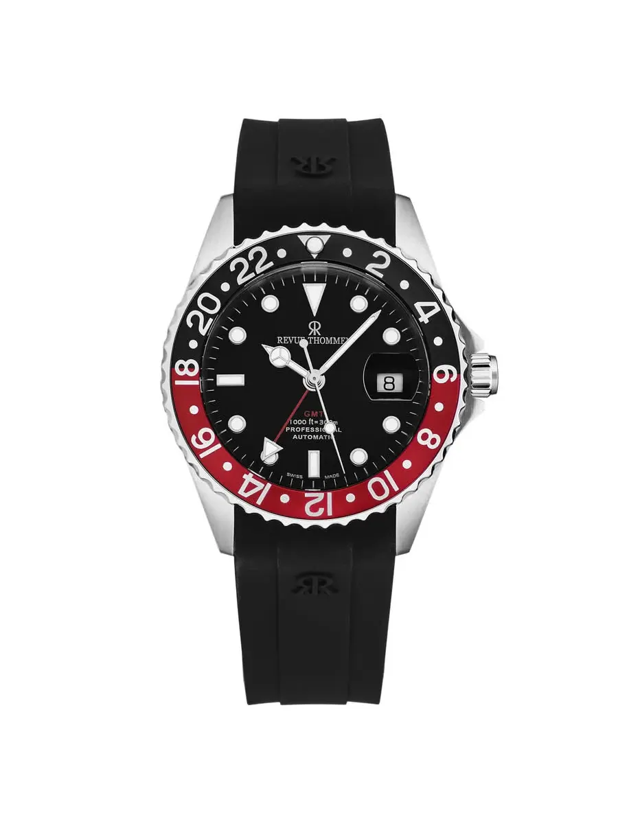 Мужские часы Revue Thommen GMT Diver Automatic с черным циферблатом 17572.2836 — изображение 1 из 7, оттенок серебряный