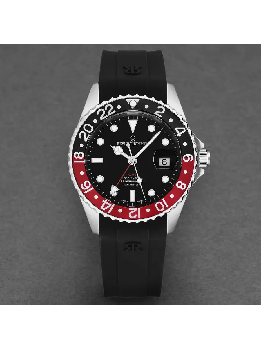 Мужские часы Revue Thommen GMT Diver Automatic с черным циферблатом 17572.2836 — изображение 2 из 7, оттенок серебряный