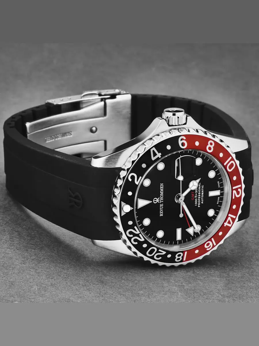 Мужские часы Revue Thommen GMT Diver Automatic с черным циферблатом 17572.2836 — изображение 3 из 7, оттенок серебряный