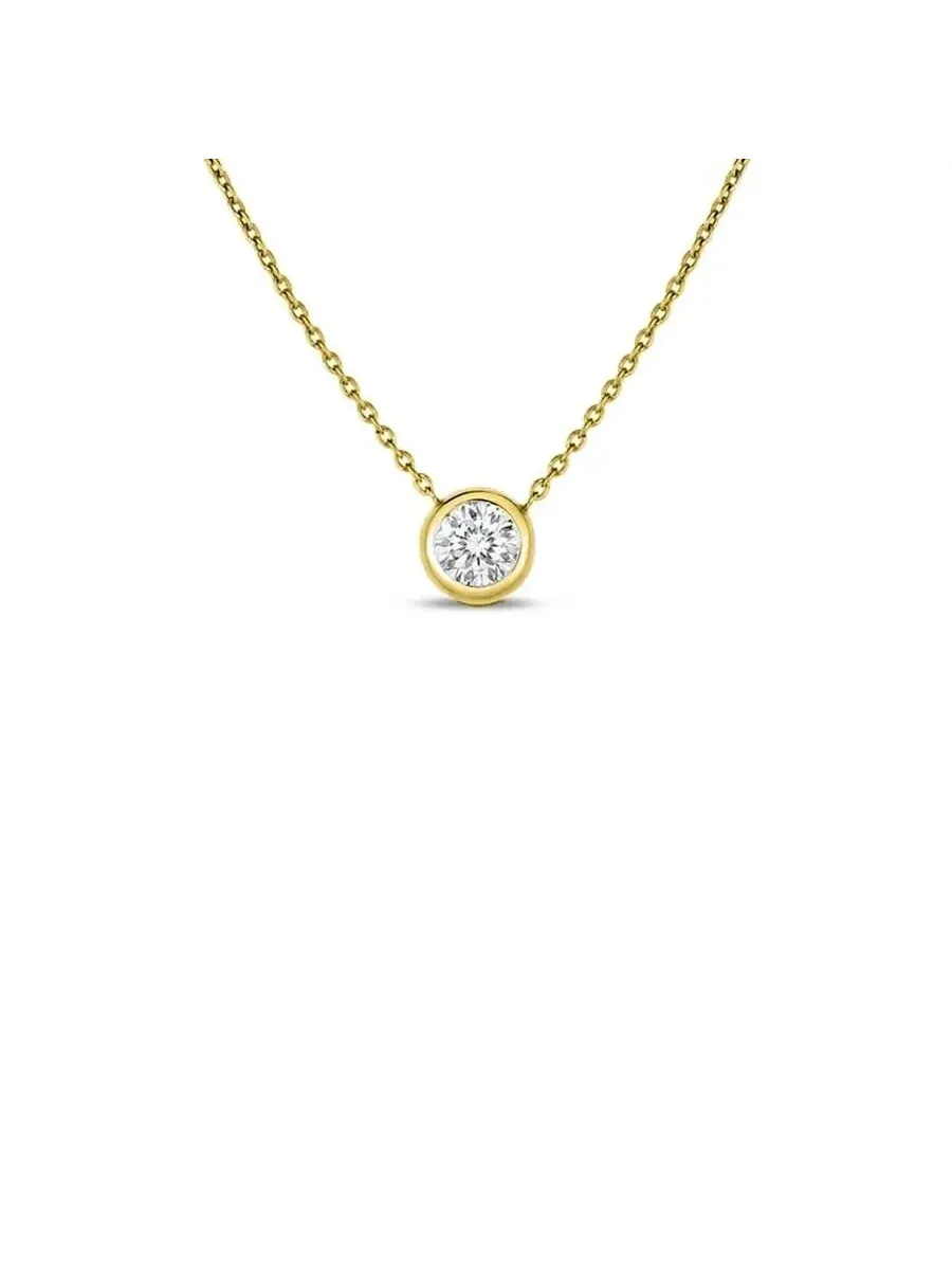 Ожерелье с одинарным бриллиантом Roberto Coin 18K в оправе с ободком - 001954AYCHX0 — желтый